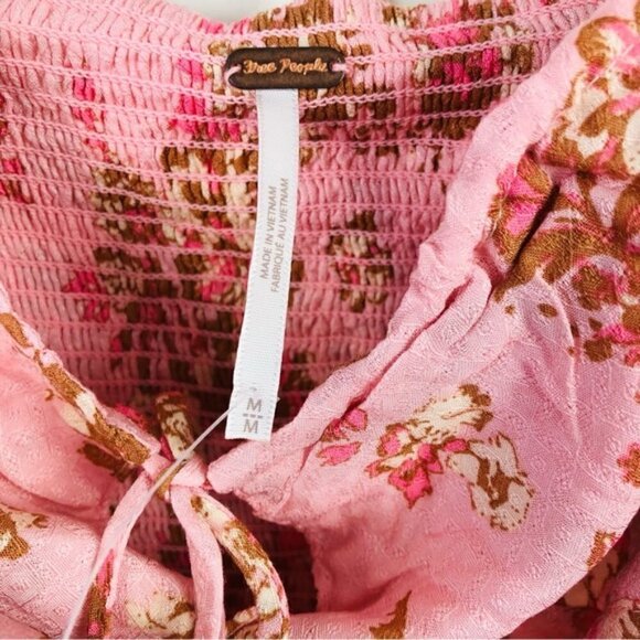 Free People Womens Hilary Printed Long Sleeve Pink Floral Top Medium - Picture 13 of 15